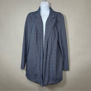 J.Jill Wearever Blue Print Open Long Sleeve Jacket